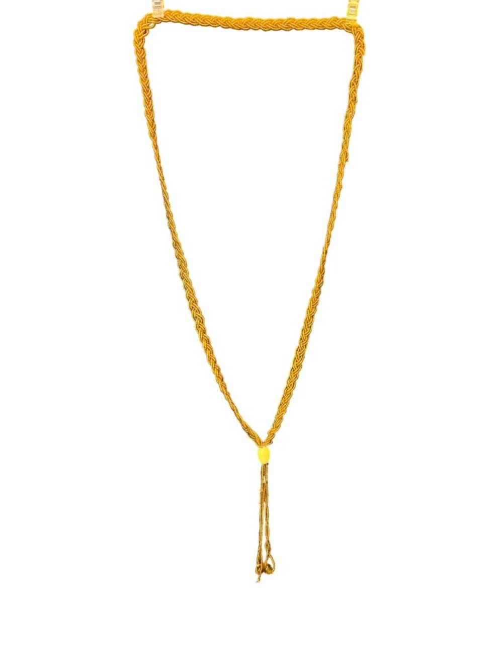 Vintage Gold Beaded Braided Necklace With Tassel Pendant  READ